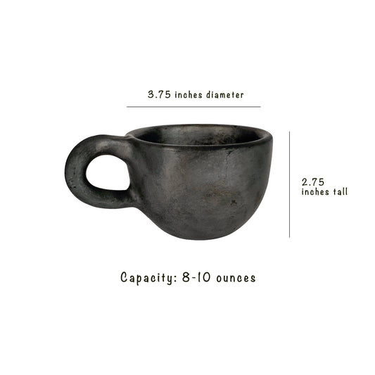 Black Clay Coffee Mug (Barro Negro) Handmade in Oaxaca, Mexico
