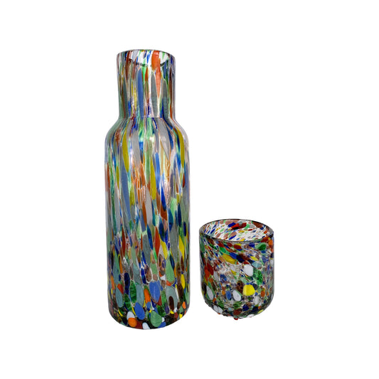 Hand Blown Confetti Water Carafe + Glass Set | Made in Mexico - 20oz capacity