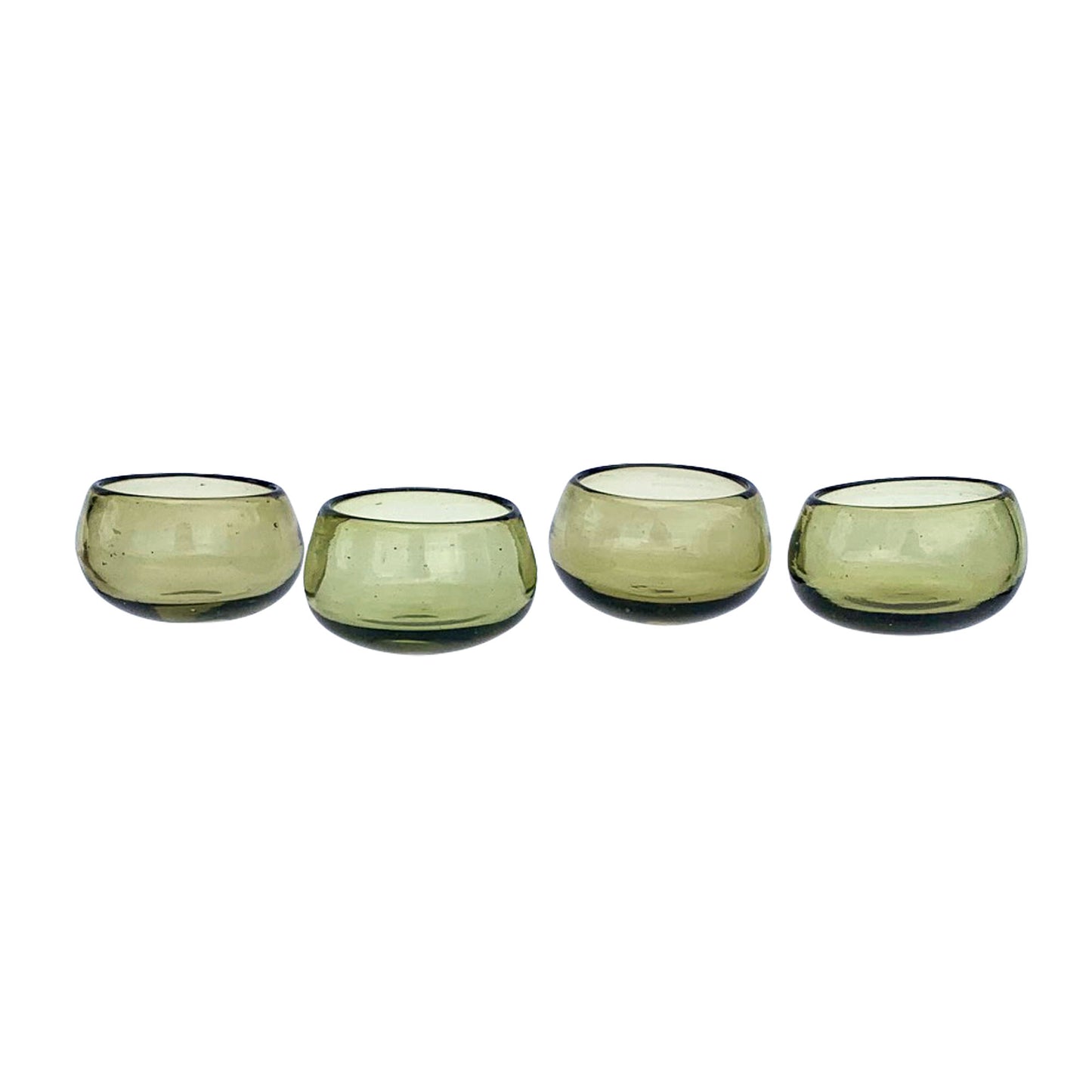 Tiny Dancers - Mexican Hand Blown Glass Mezcal Copitas | Tequila Sippers | Wide-Mouth Shot Glasses in Olive Green