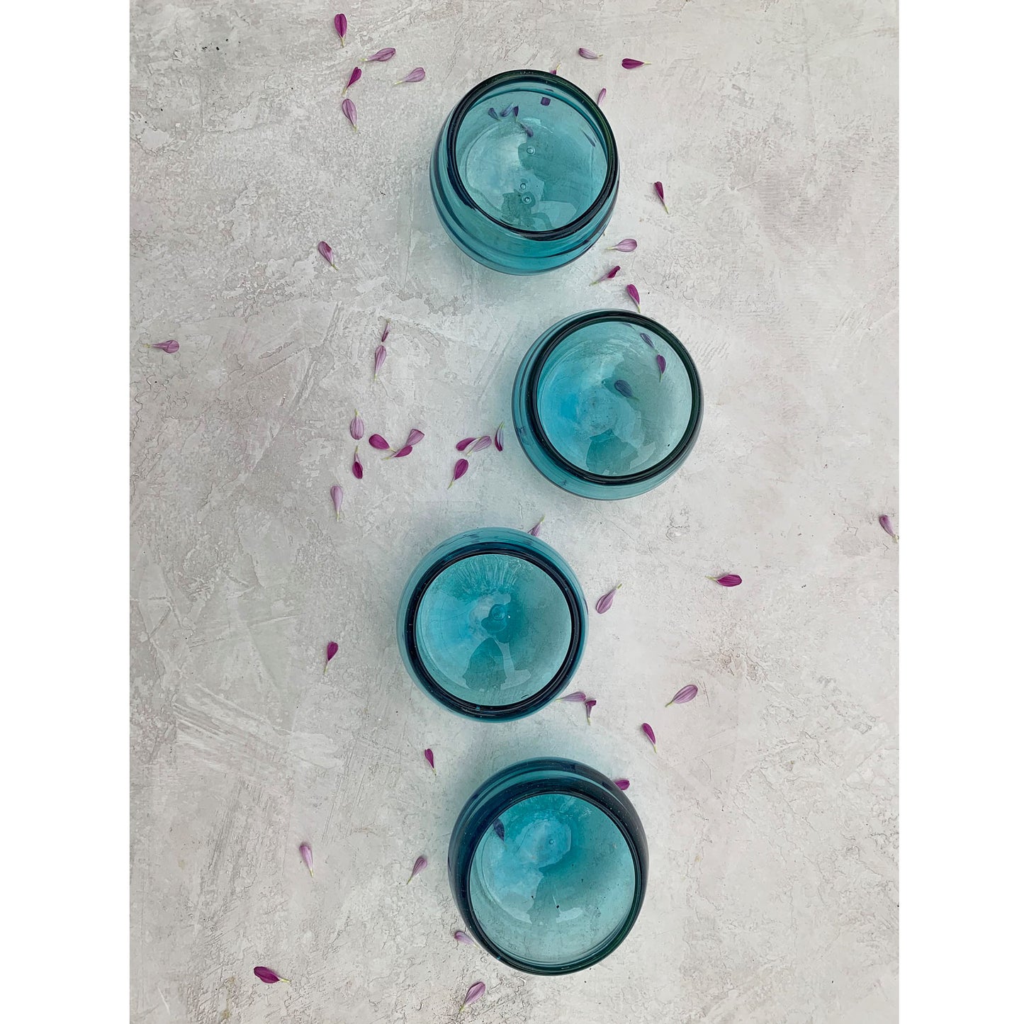 Tiny Dancers - Mexican Hand Blown Glass Mezcal Copitas | Tequila Sippers | Wide-Mouth Shot Glasses in Turquoise Blue
