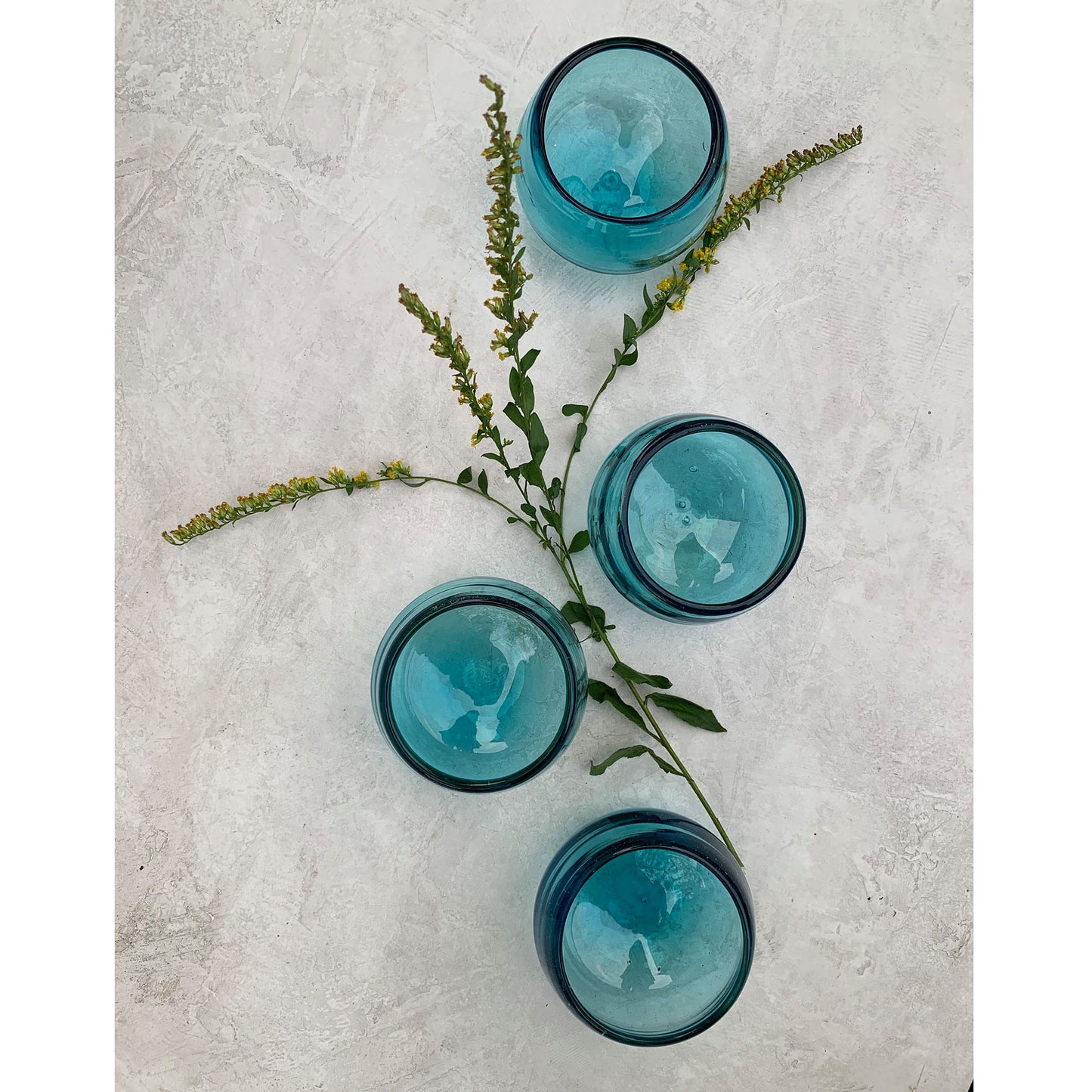 Tiny Dancers - Mexican Hand Blown Glass Mezcal Copitas | Tequila Sippers | Wide-Mouth Shot Glasses in Turquoise Blue