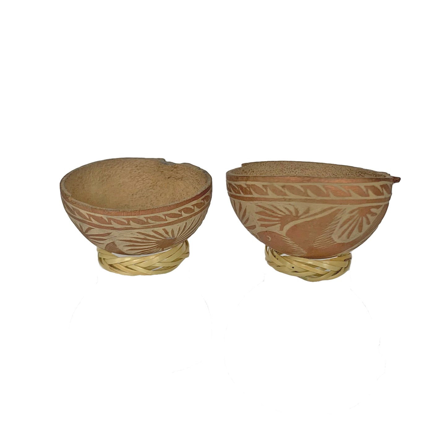 Mezcal Jicaras in Silver or Rose Gold - Hand-carved from Mexico with Natural Fiber Base