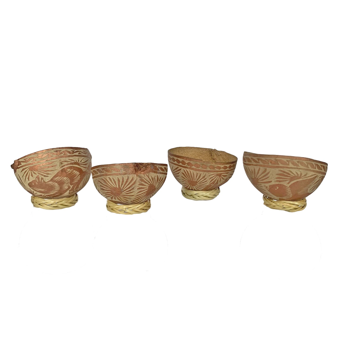 Mezcal Jicaras in Silver or Rose Gold - Hand-carved from Mexico with Natural Fiber Base