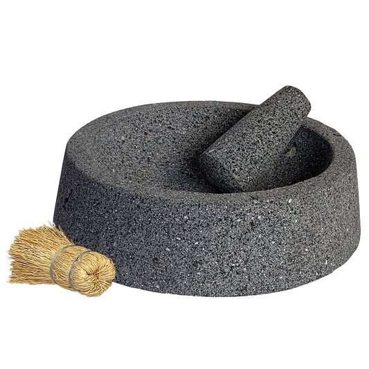 Large (11”-12”) Mexican Molcajete Hand-carved from 100% Volcanic Stone Angular Base