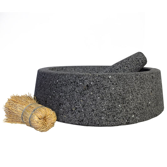 Large (11”-12”) Mexican Molcajete Hand-carved from 100% Volcanic Stone Angular Base