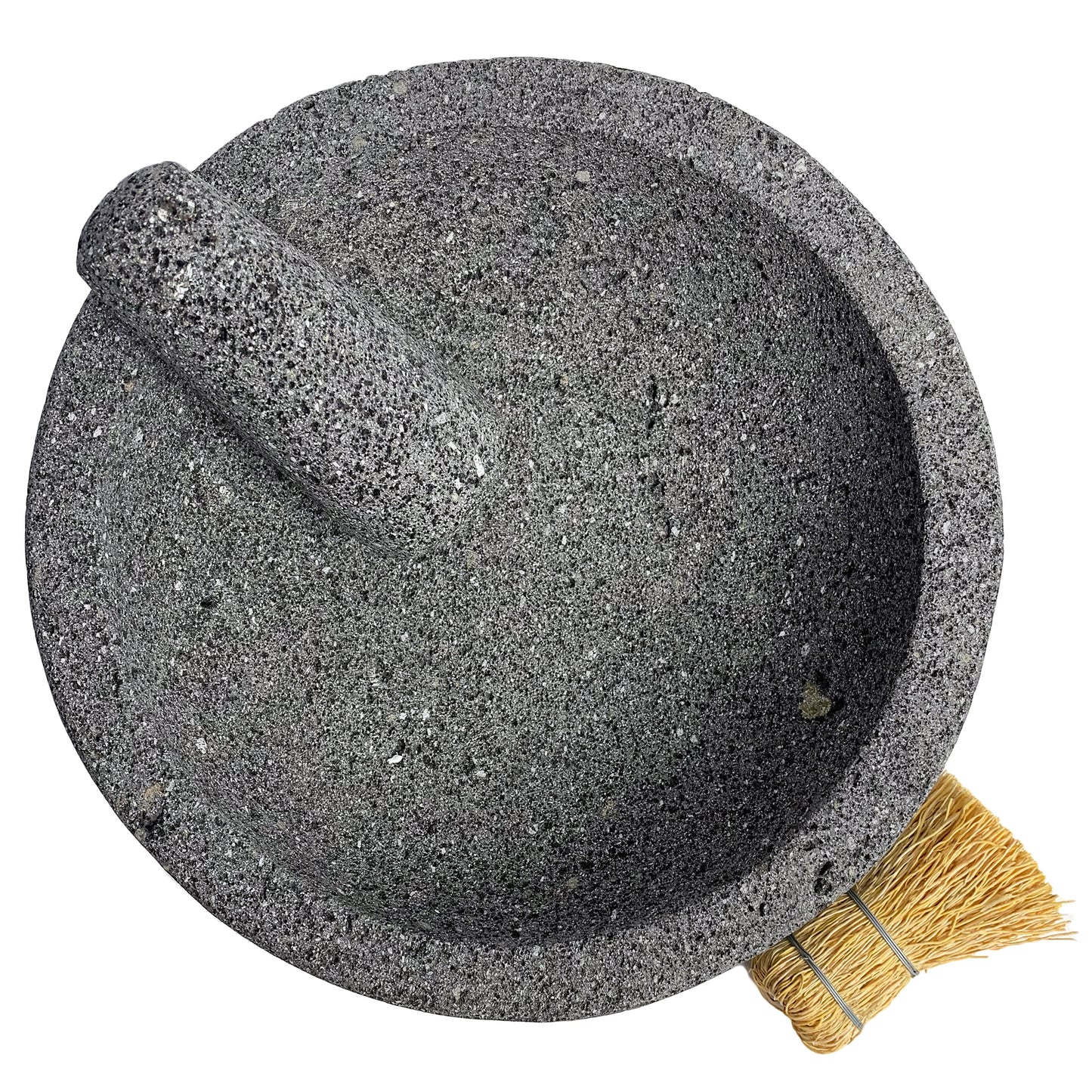 Large (11”-12”) Mexican Molcajete Hand-carved from 100% Volcanic Stone Angular Base