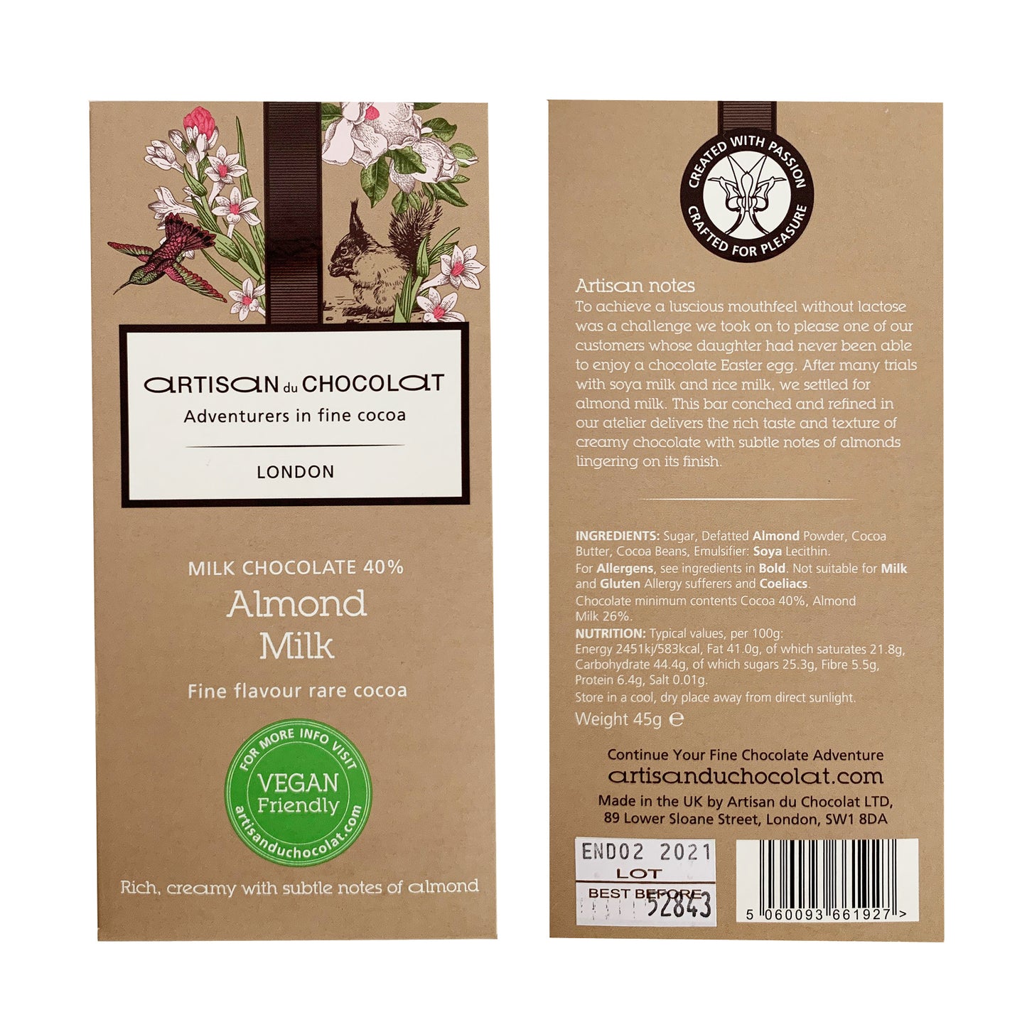 Paquete de barra de chocolate con leche vegana (incluye chocolate con leche de almendra, coco y avena) 3 artículos