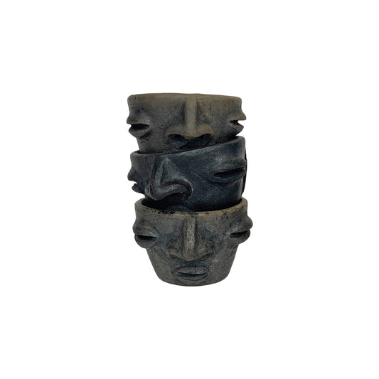Burnt Clay Mezcal Face Cups | Mezcal Copitas | Clay Shot Glasses | Tequila Shooters | Espresso Cups | Handmade in Oaxaca, Mexico