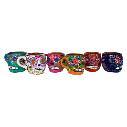 Hand Painted Sugar Skull Coffee Mug - 10 oz capacity (Made in Mexico)