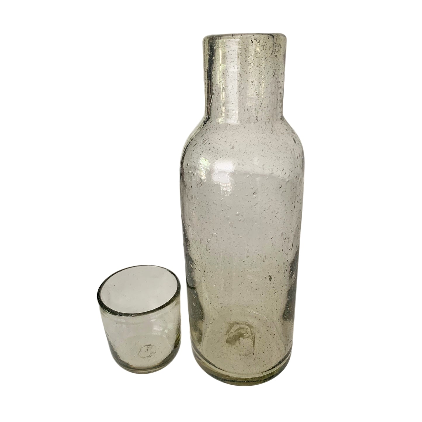 Jarra de agua grande soplada a mano + juego de vasos | Hecho en México | 40 onzas líquidas