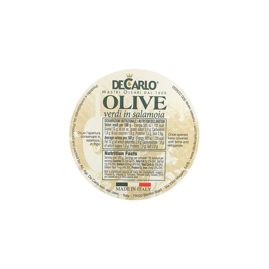 Decarlo Bella di Cerignola green olives 580g (2020 Harvest)