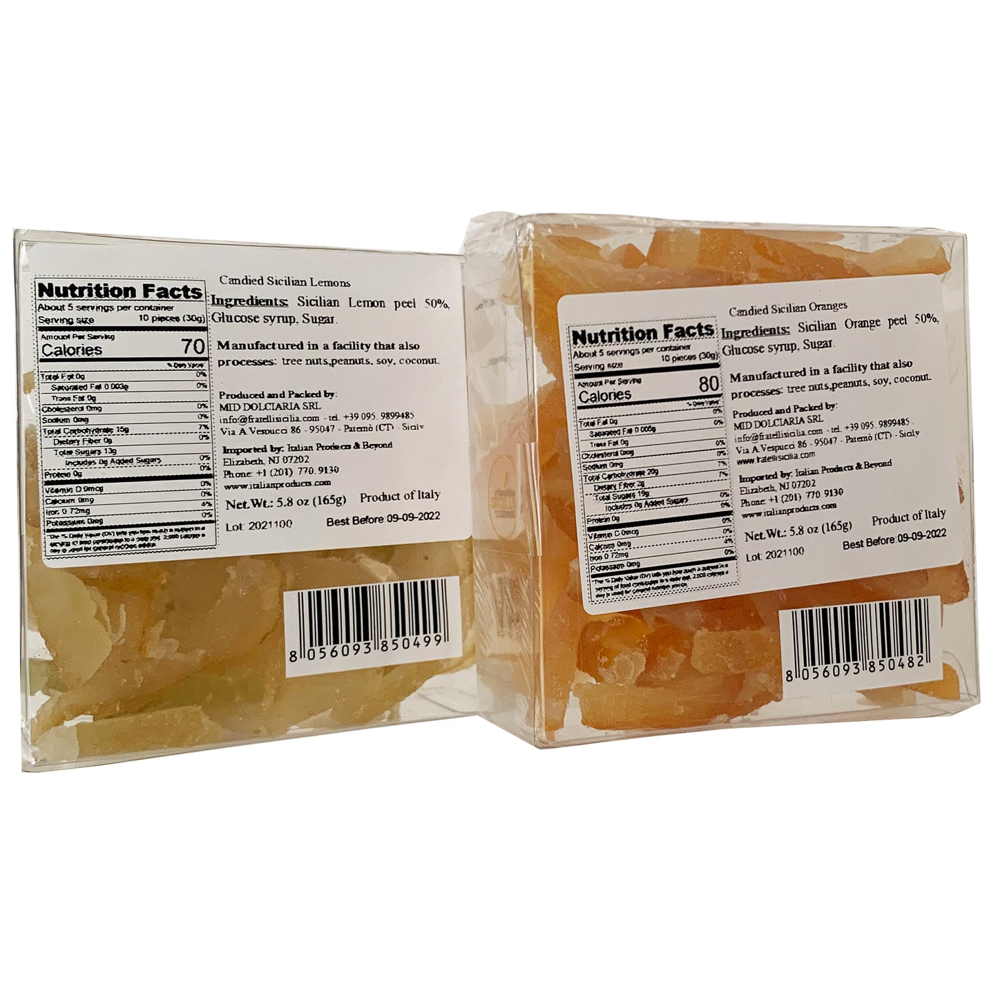 Fratelli Motta | Fratelli Sicilia Candied Sicilian Orange Peel and Lemon Peel (Variety Pack of 2)