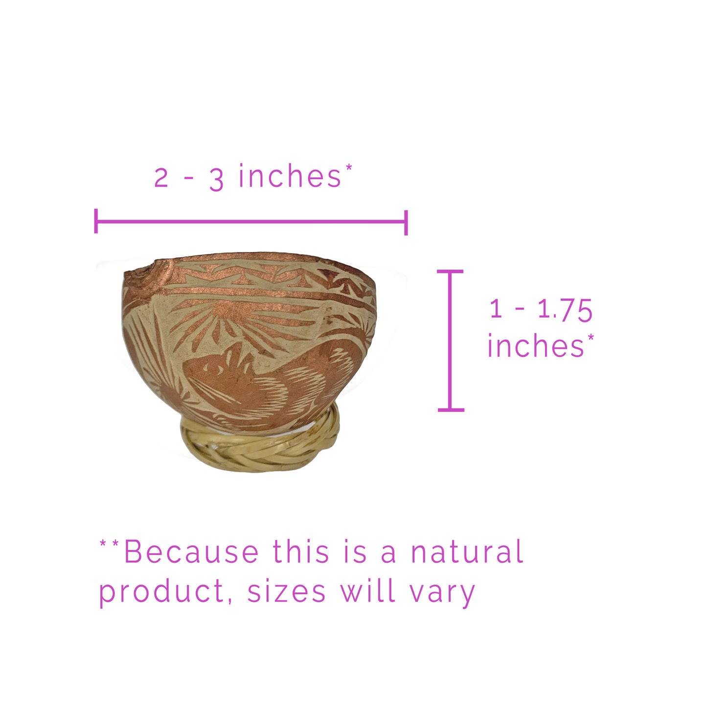 Mezcal Jicaras in Silver or Rose Gold - Hand-carved from Mexico with Natural Fiber Base