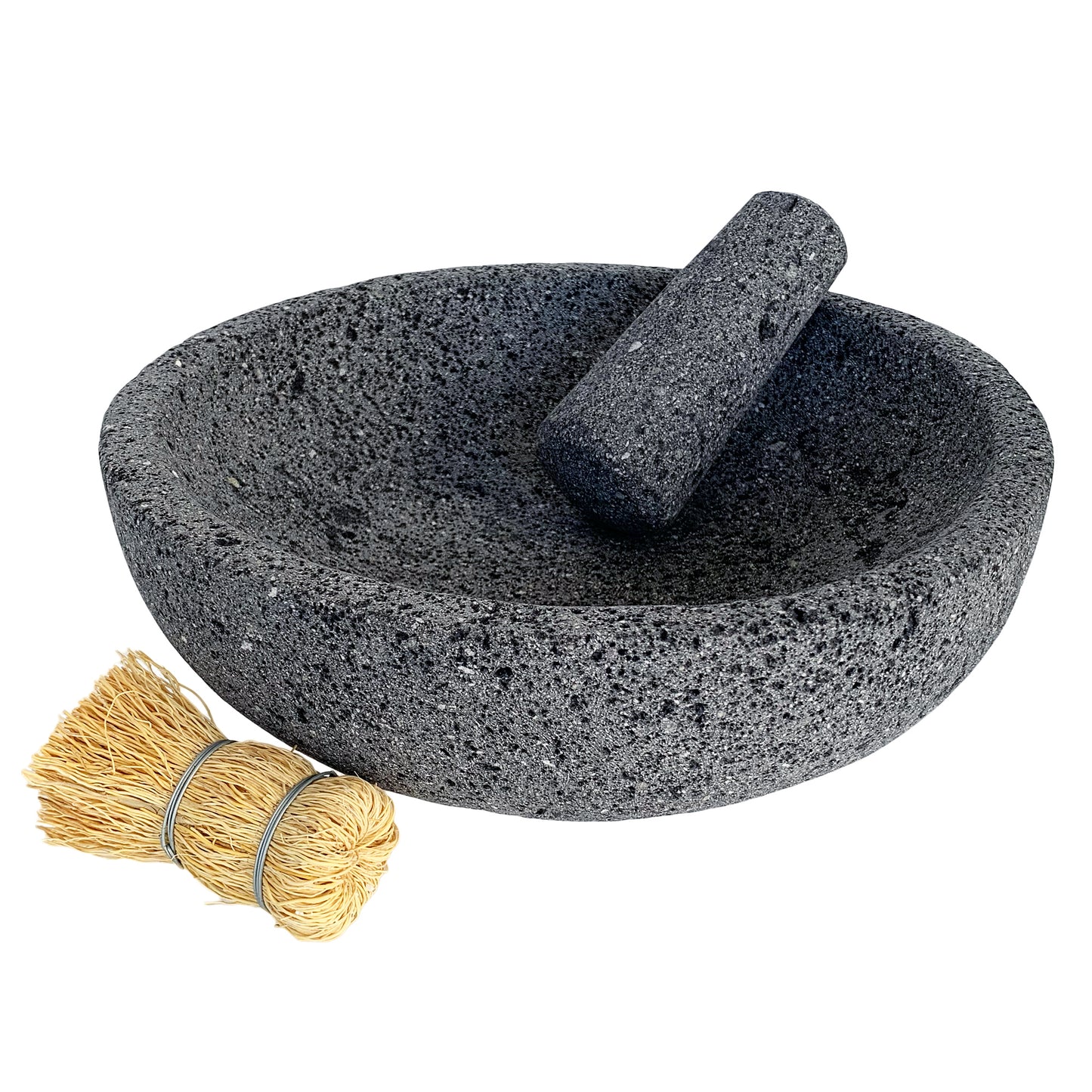 Large (12 inch) Mexican Molcajete Bowl | Hand-carved 100% Volcanic Stone | Molcajete Mexicano de Piedra Volcanica Grande | 8 Cup Capacity