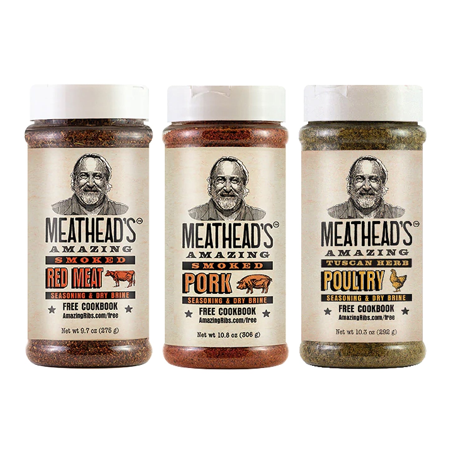 Meathead’s Amazing Seasoning & Dry Brine Bundle for Pork, Red Meat and Poultry (Variety Pack of 3)