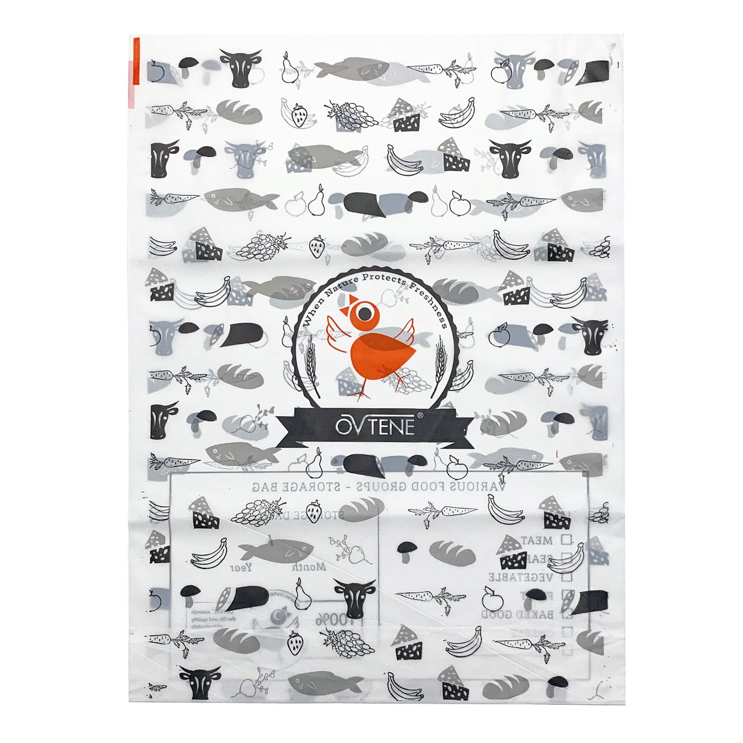 OVTENE Food Storage Bags for Cheese, Meat, and Produce - Keeps Food Fresher Longer (12 Large Bags 10”x15”)