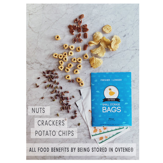 OVTENE Food Storage Bags for Cheese, Meat, and Produce - Keeps Food Fresher Longer (20 Small bags 10.5"x7.25")