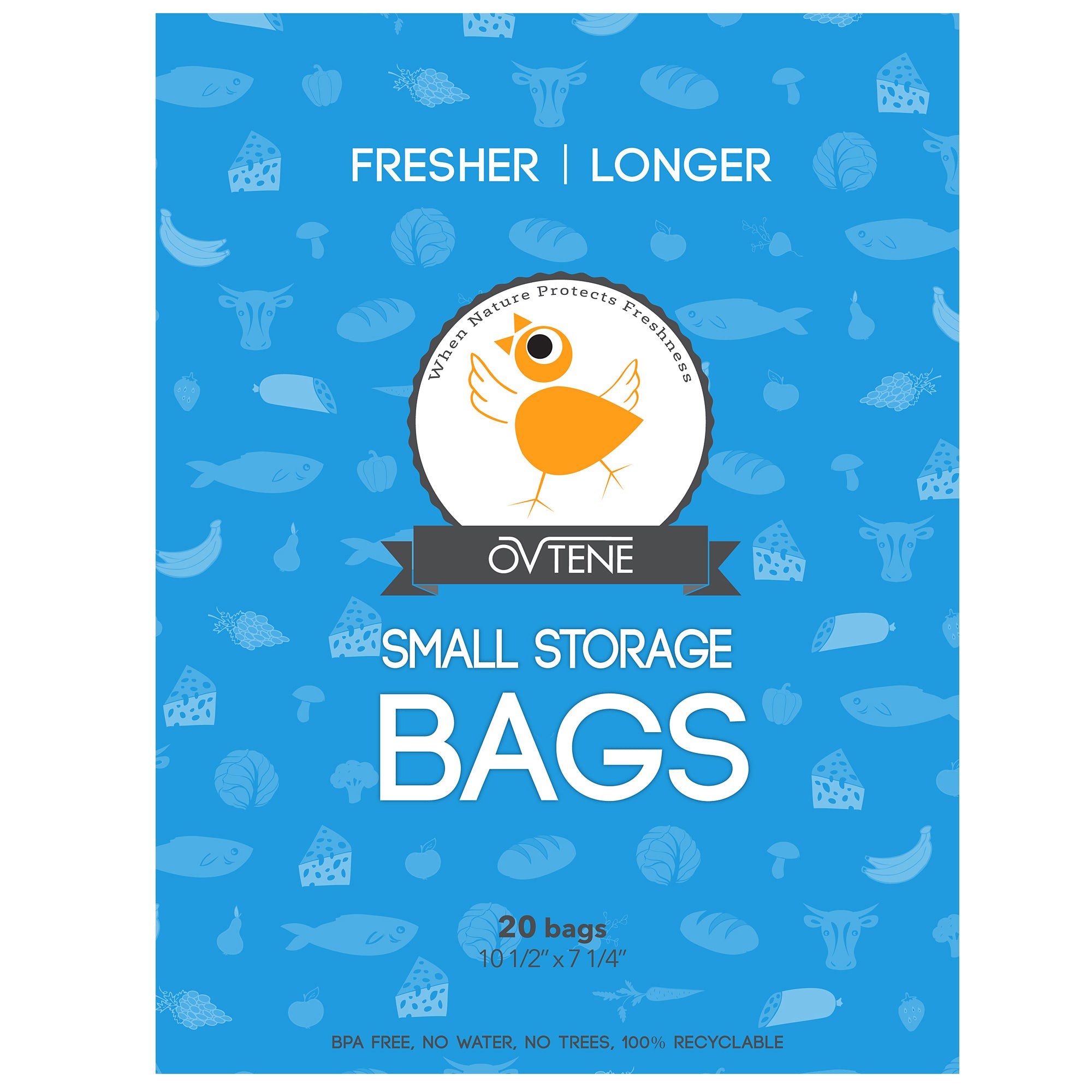 OVTENE Food Storage Bags for Cheese, Meat, and Produce - Keeps Food Fresher Longer (20 Small Bags 10.5 inchx7.25 inch)