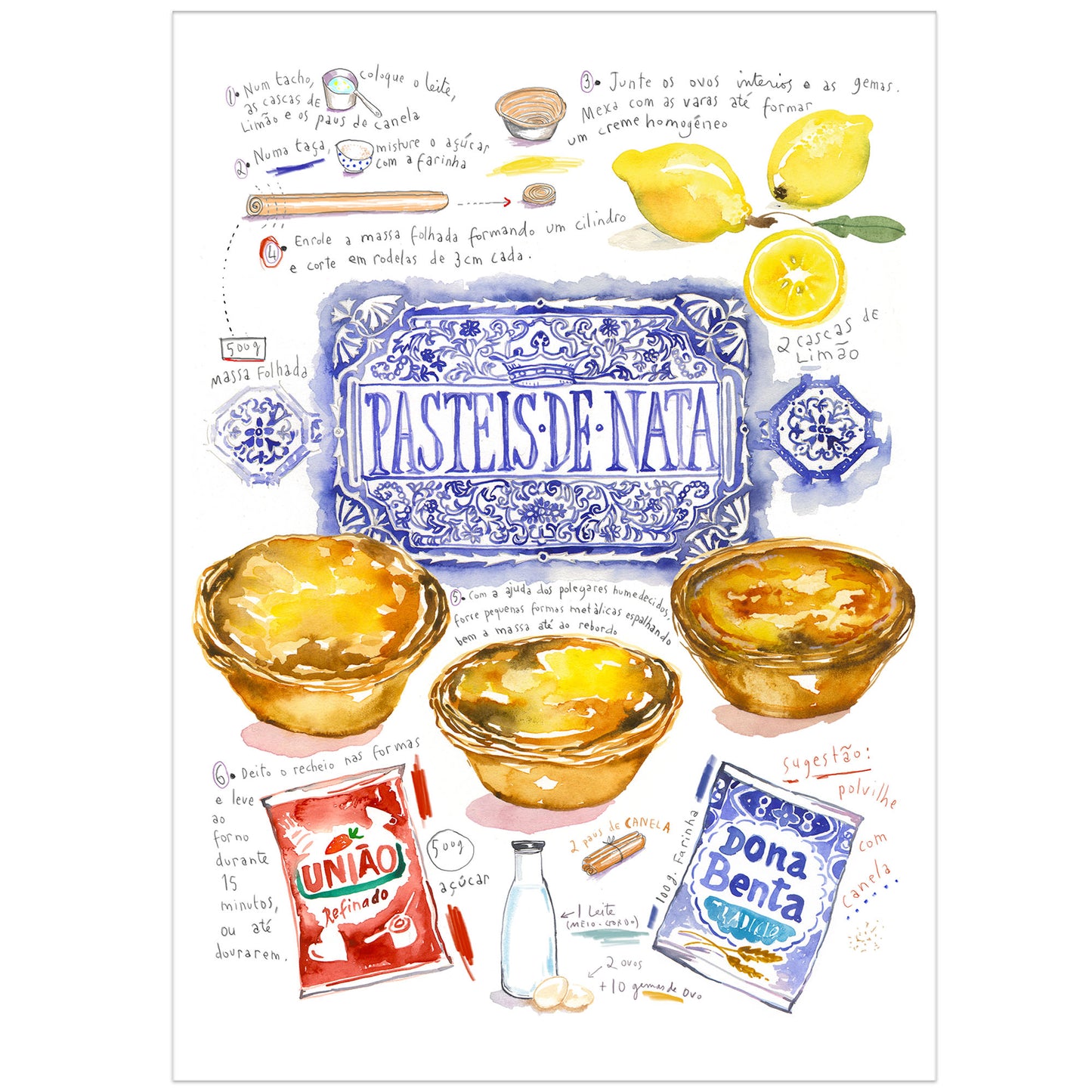 Pastel de Nata Tins (Egg Tart Tins) - Made in Portugal out of Galvanized Steel - Includes Pastéis de Nata Print Postcard and Downloadable Recipe - Set of 12