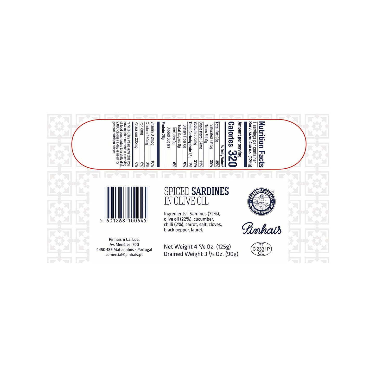 Pinhais (Nuri) Artisanal Portugese Spiced Sardines in Olive Oil - 4.4 Oz