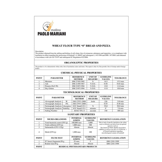 Paolo Mariani Italian Soft Wheat Type 0 Flour for Pizza and Bread 2.2 Lbs