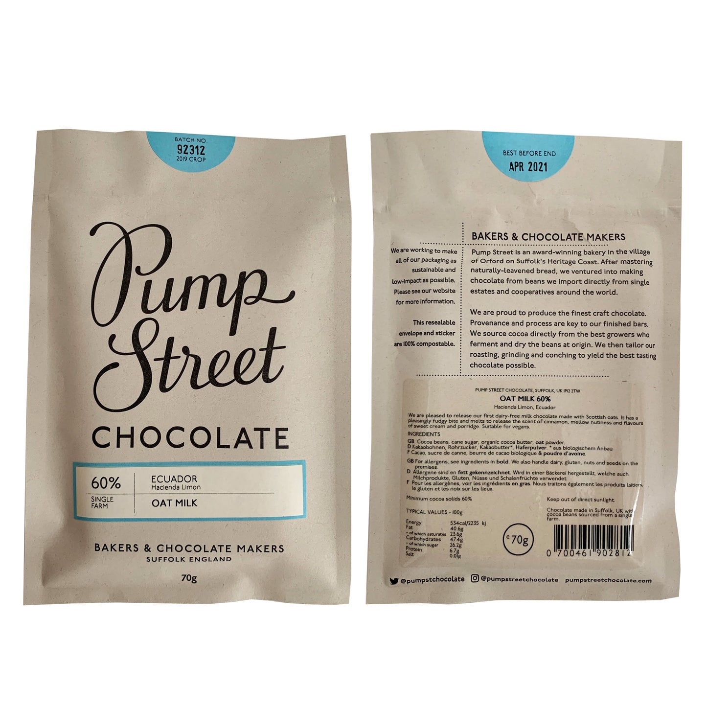 Paquete de barra de chocolate con leche vegana (incluye chocolate con leche de almendra, coco y avena) 3 artículos