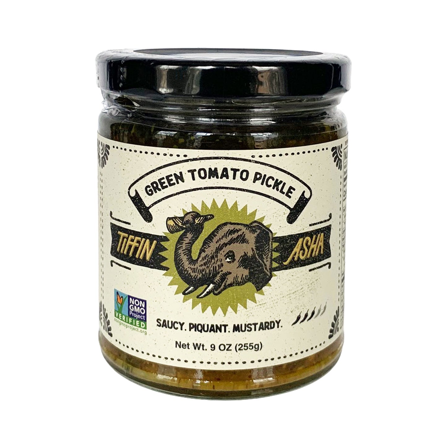 Tiffin Asha Green Tomato Pickle (Tomato Chutney Condiment) - 9oz