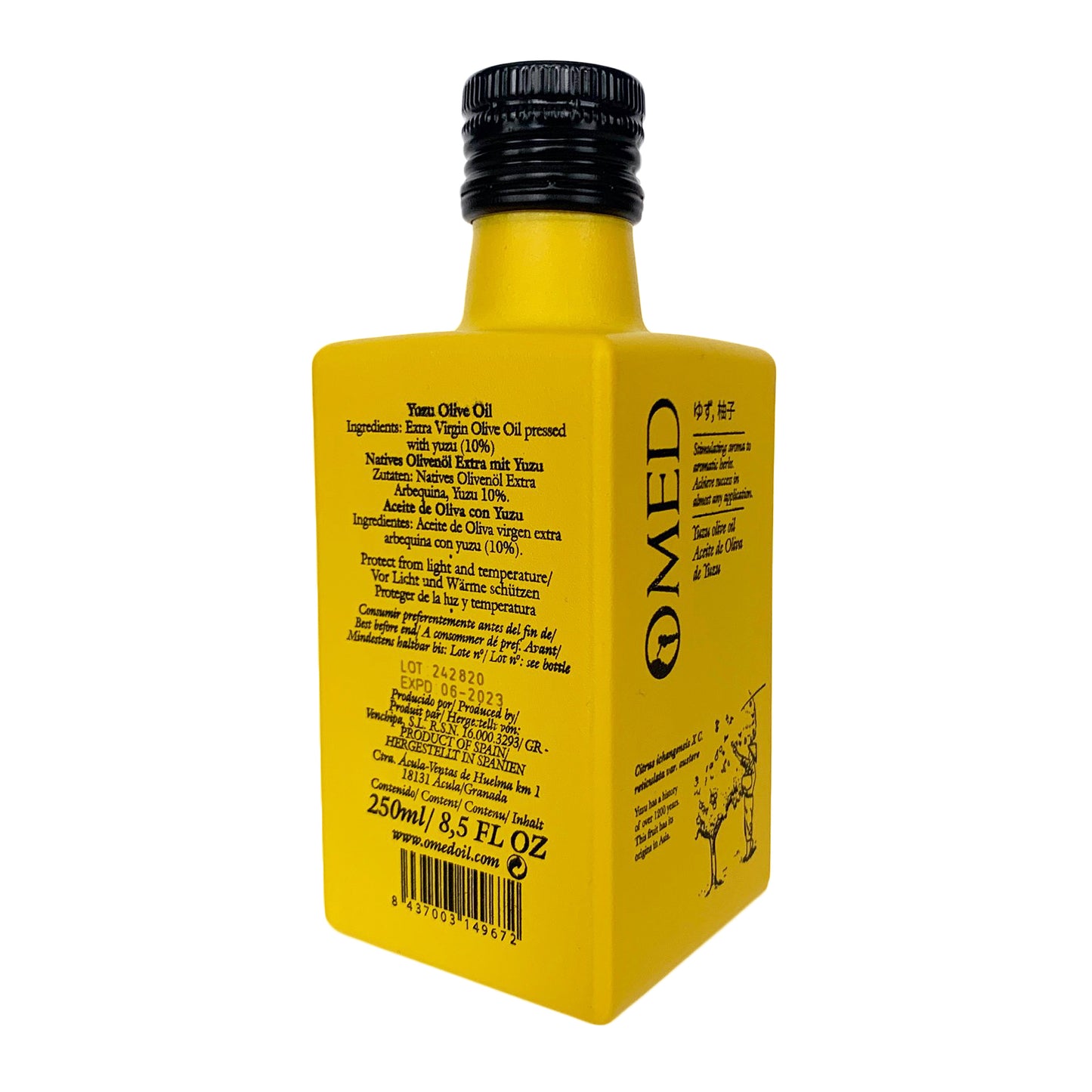 O-Med Yuzu Arbequina Extra Virgin Olive Oil 250ml