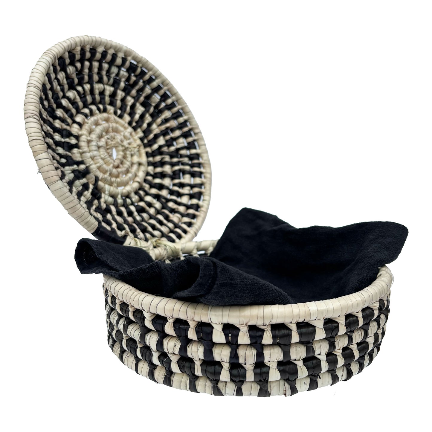 Handwoven Mexican Tortilla Basket with Lid - Made from Palm Leaves