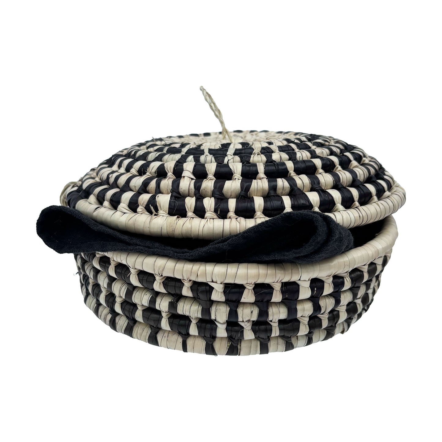 Handwoven Mexican Tortilla Basket with Lid - Made from Palm Leaves