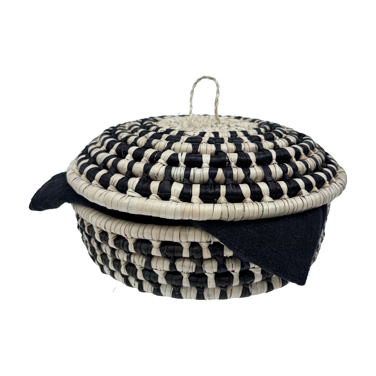 Handwoven Mexican Tortilla Basket with Lid - Made from Palm Leaves