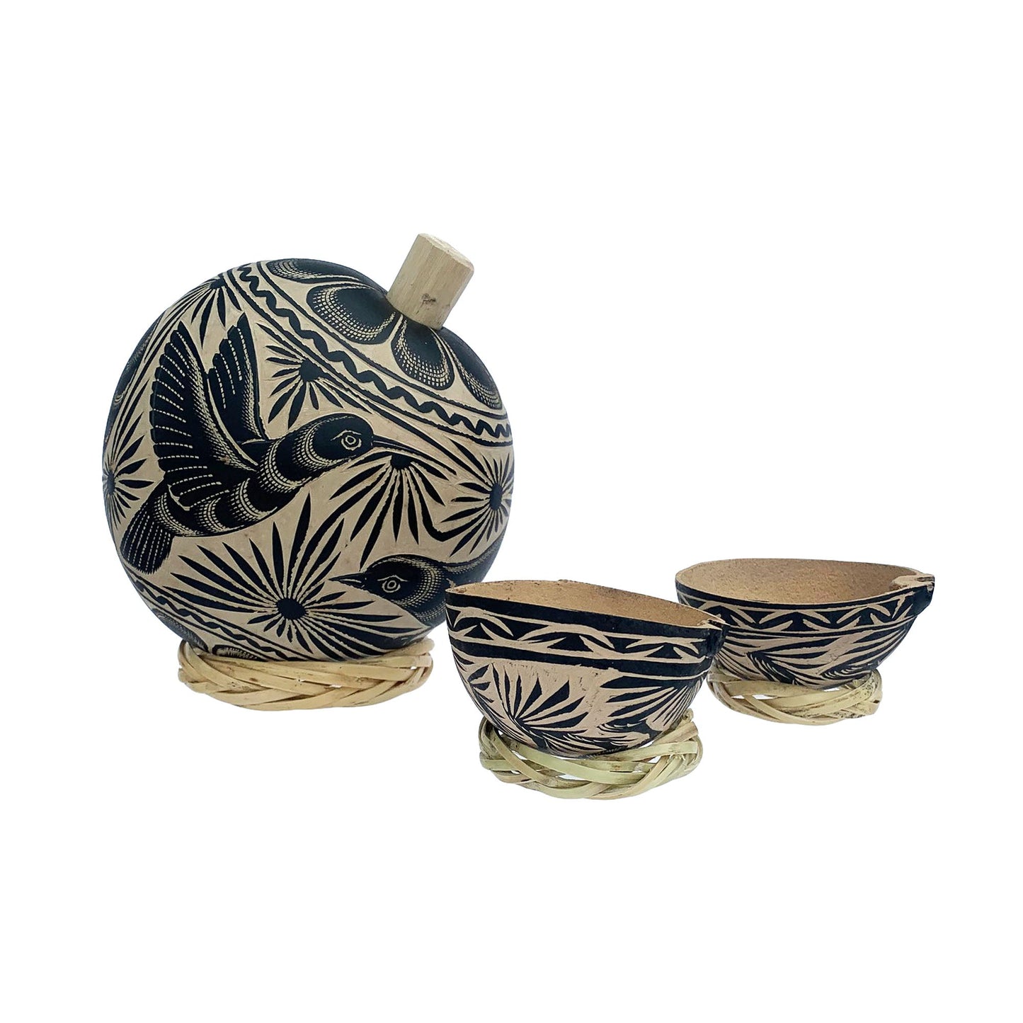 Mezcal or Tequila Jicara Gourd Sipping Set - Available in Black, White and Brown