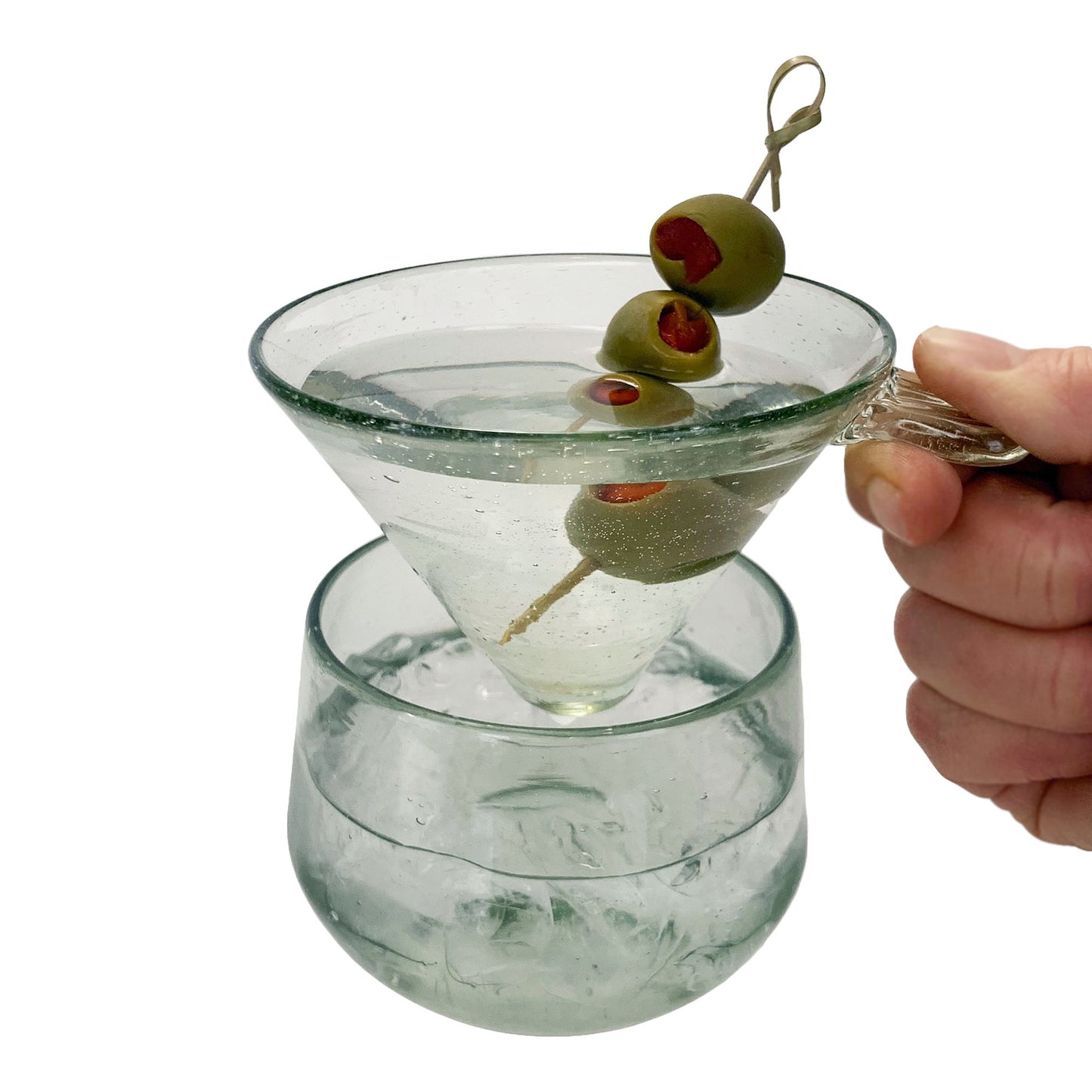 Hand Blown Martini  Margarita Glass (or Ceviche dish) with Cooler