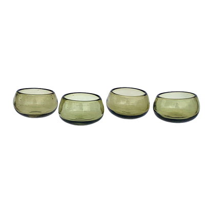 Tiny Dancers - Mexican Hand Blown Glass Mezcal Copitas | Tequila Sippers | Wide-Mouth Shot Glasses in Olive Green