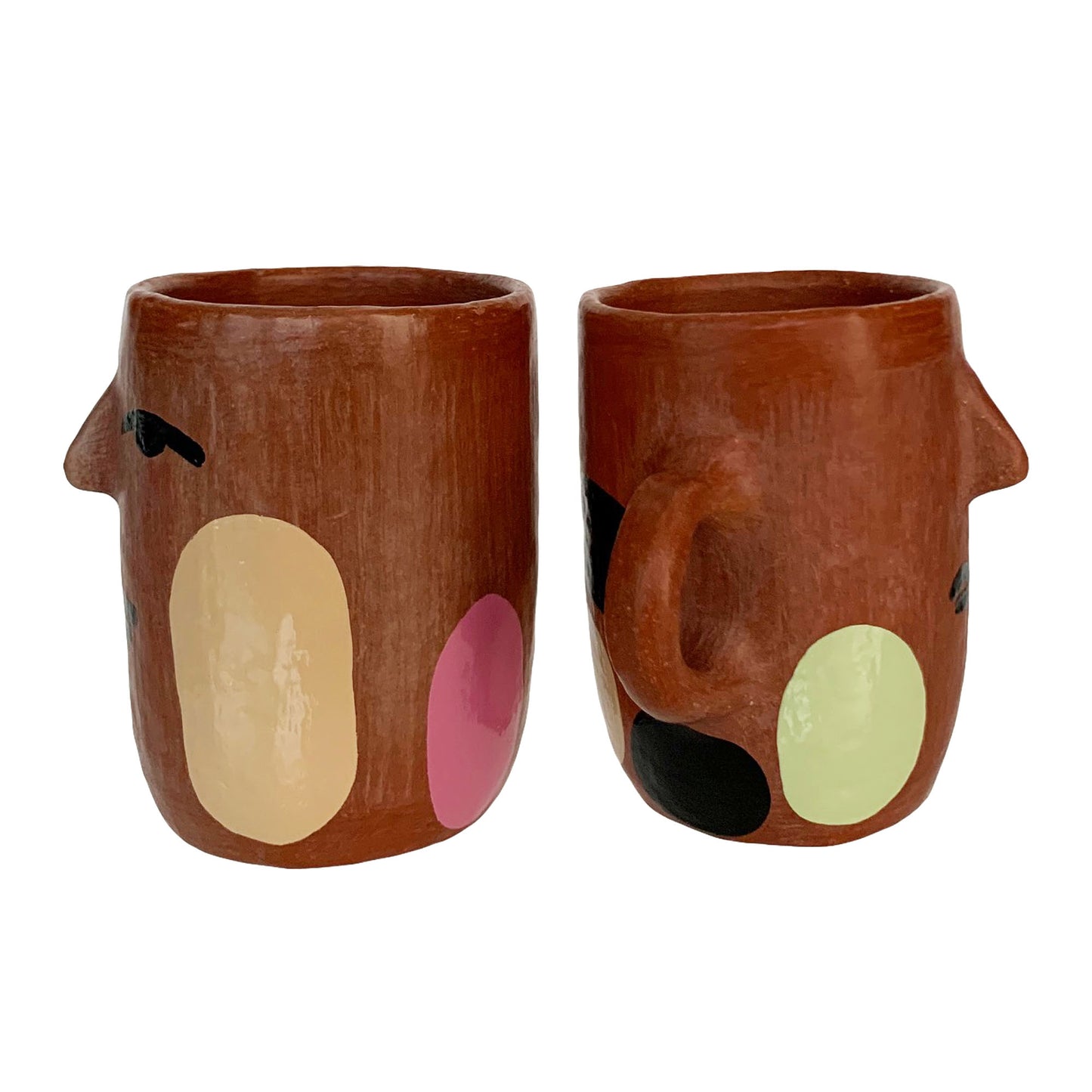 Painted Ladies - Red Clay Mug Handmade in Oaxaca, Mexico