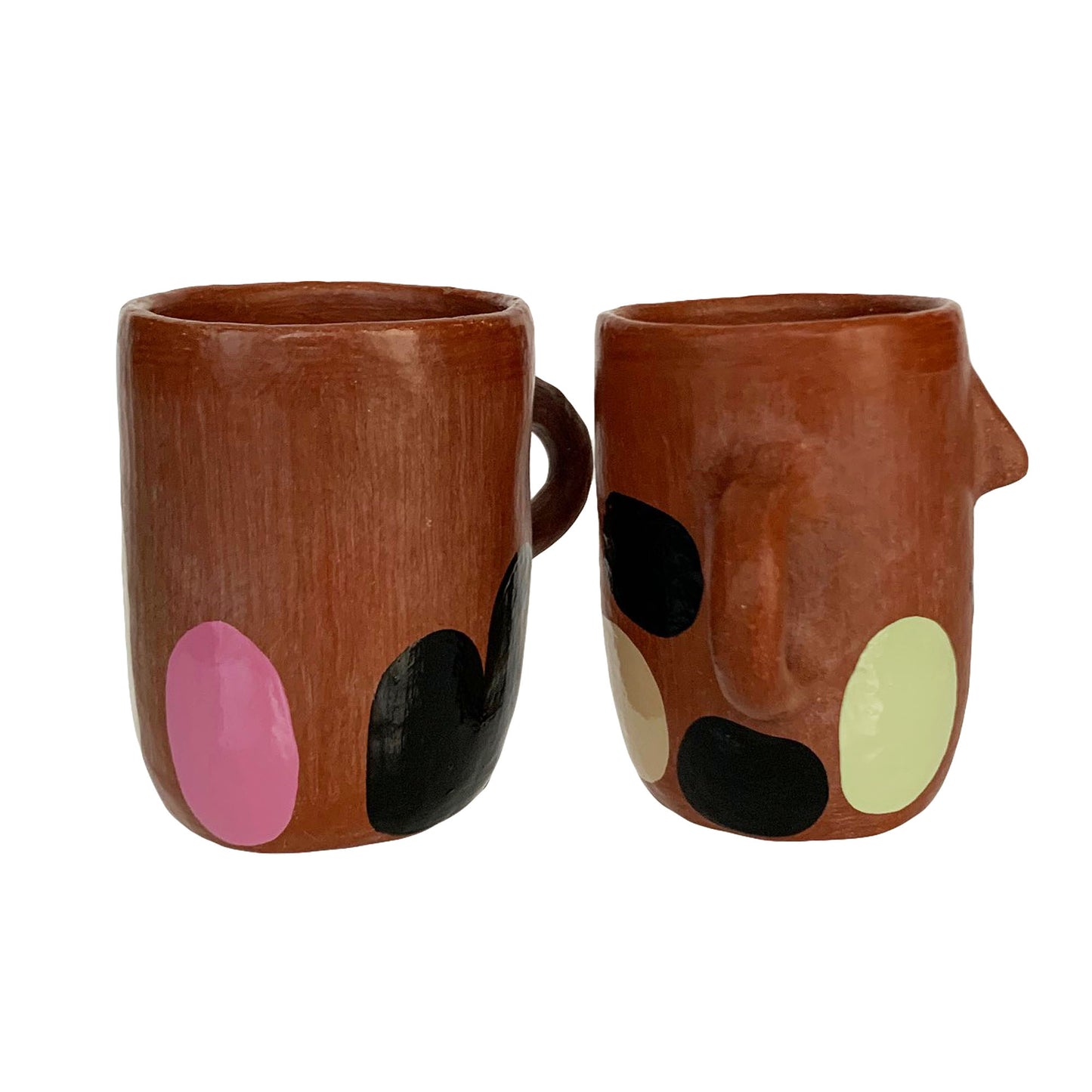 Painted Ladies - Red Clay Mug Handmade in Oaxaca, Mexico