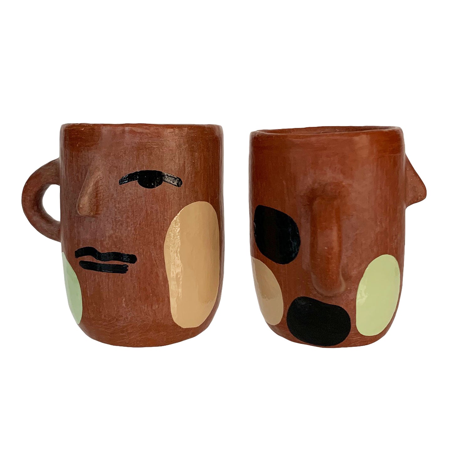 Painted Ladies - Red Clay Mug Handmade in Oaxaca, Mexico