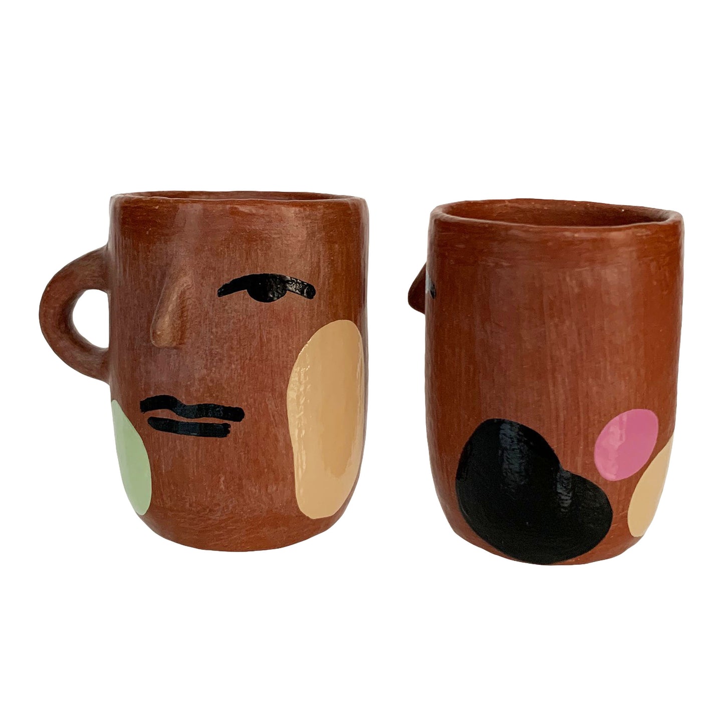 Painted Ladies - Red Clay Mug Handmade in Oaxaca, Mexico