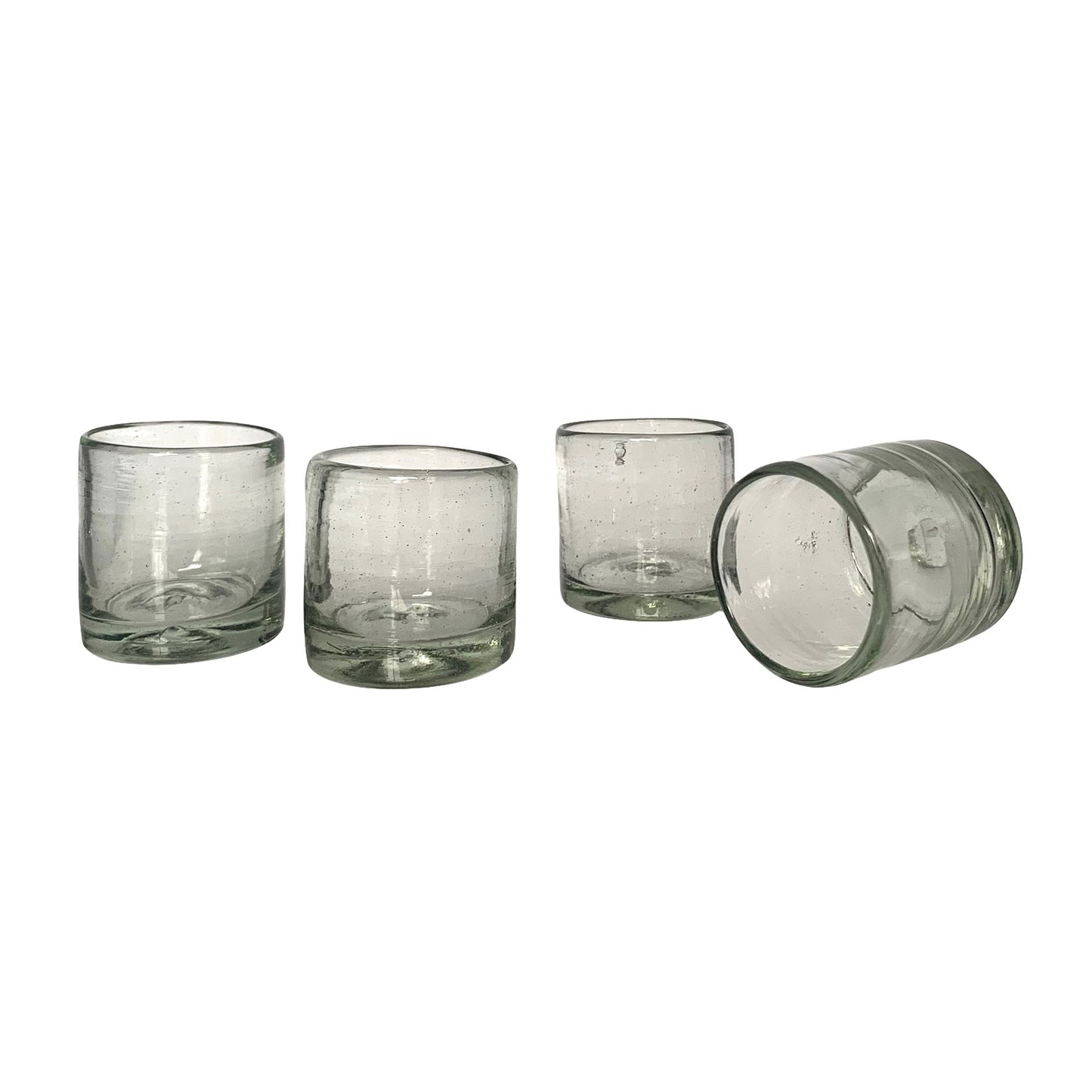 Hand Blown Clear Glass Mexican Shot Glasses | Set of 4