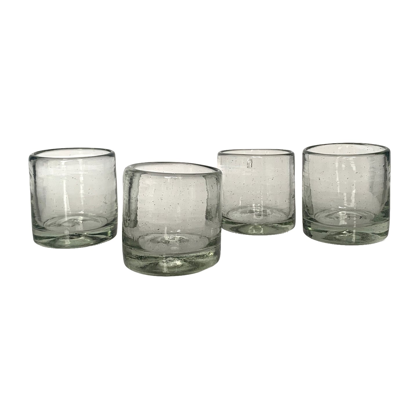 Hand Blown Clear Glass Mexican Shot Glasses | Set of 4