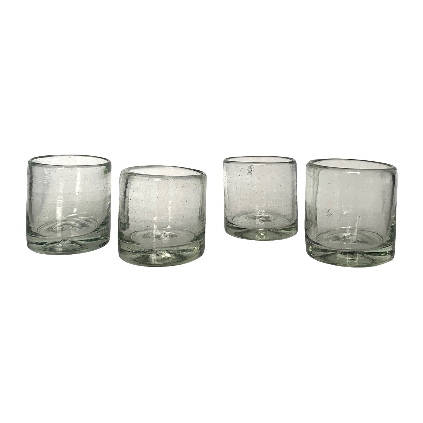 Hand Blown Clear Glass Mexican Shot Glasses | Set of 4