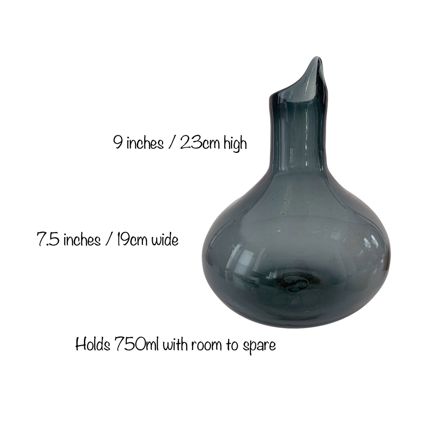 Hand Blown Glass Decanter for Mezcal, Tequila or Wine | Holds 750ml - Made in Mexico (Smoke)
