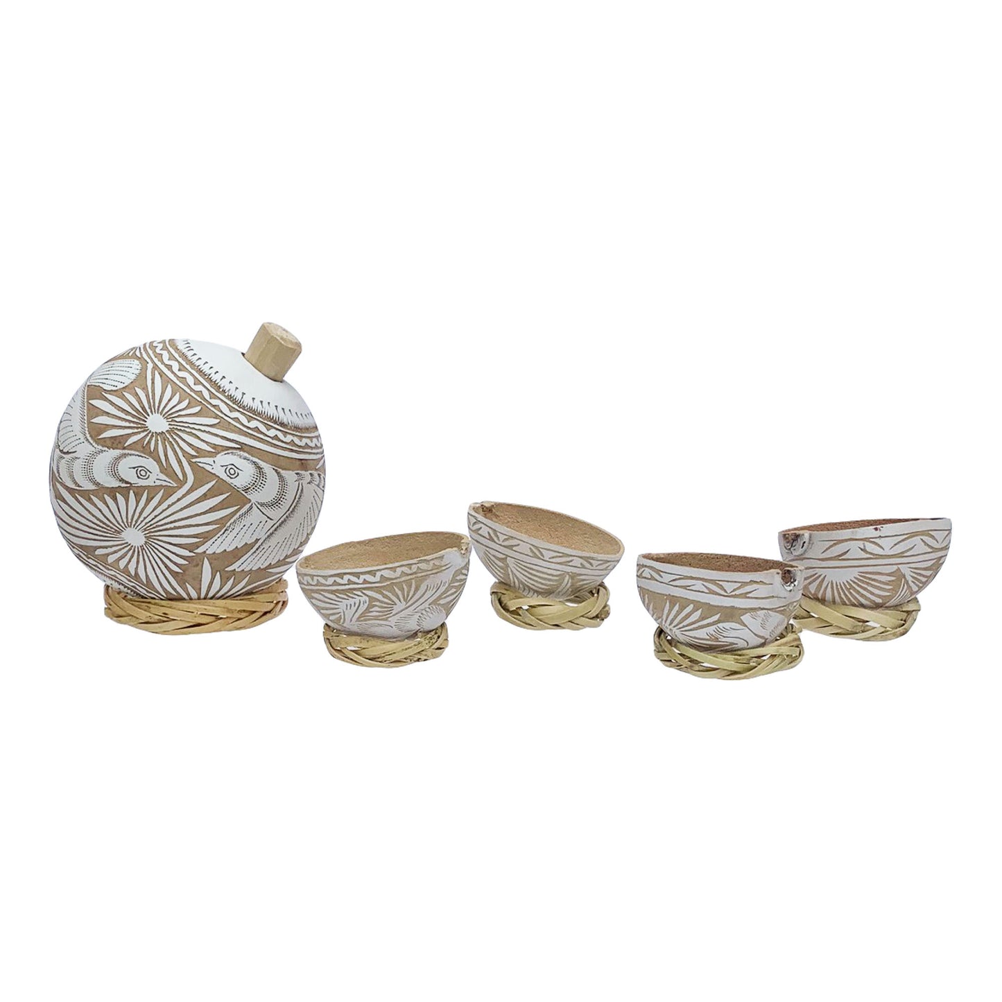 Mezcal or Tequila Jicara Gourd Sipping Set - Available in Black, White and Brown