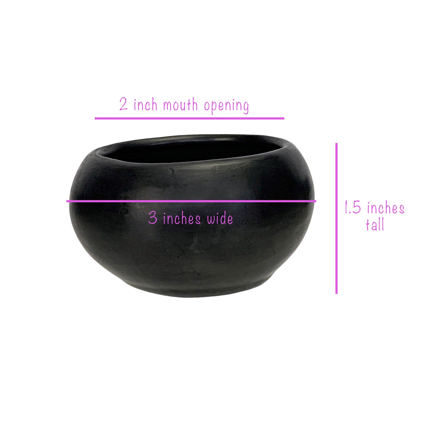 Round Black Clay Mezcal Copitas | Wide Mouth, 3oz Capacity | Mezcal Cups | Barro Negro | Pinch Bowls - Handmade in Oaxaca, Mexico