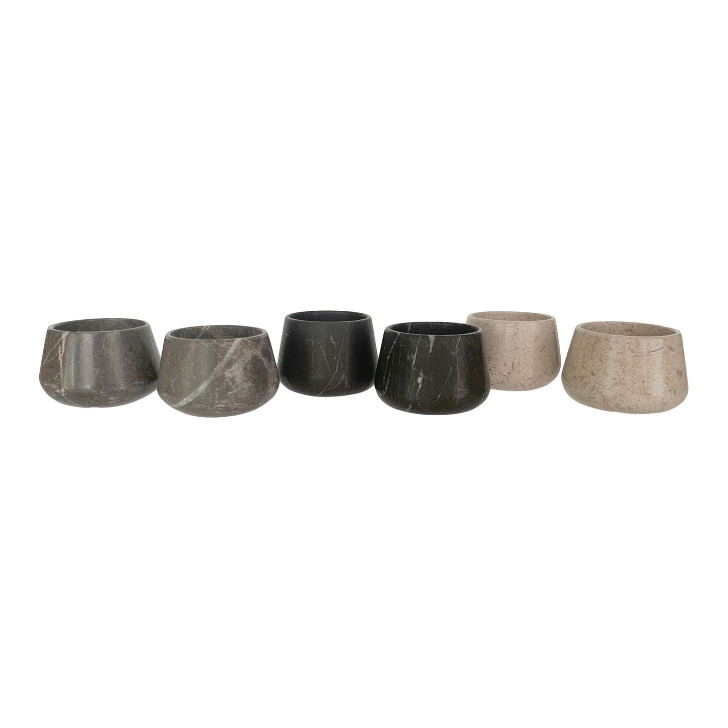 Marble Mezcal Copitas with Wooden Base | Stone Shot Glasses Set | Shot Flight Tray - Handmade in Mexico (Available with Black, Gray or Beige Marble Cups)