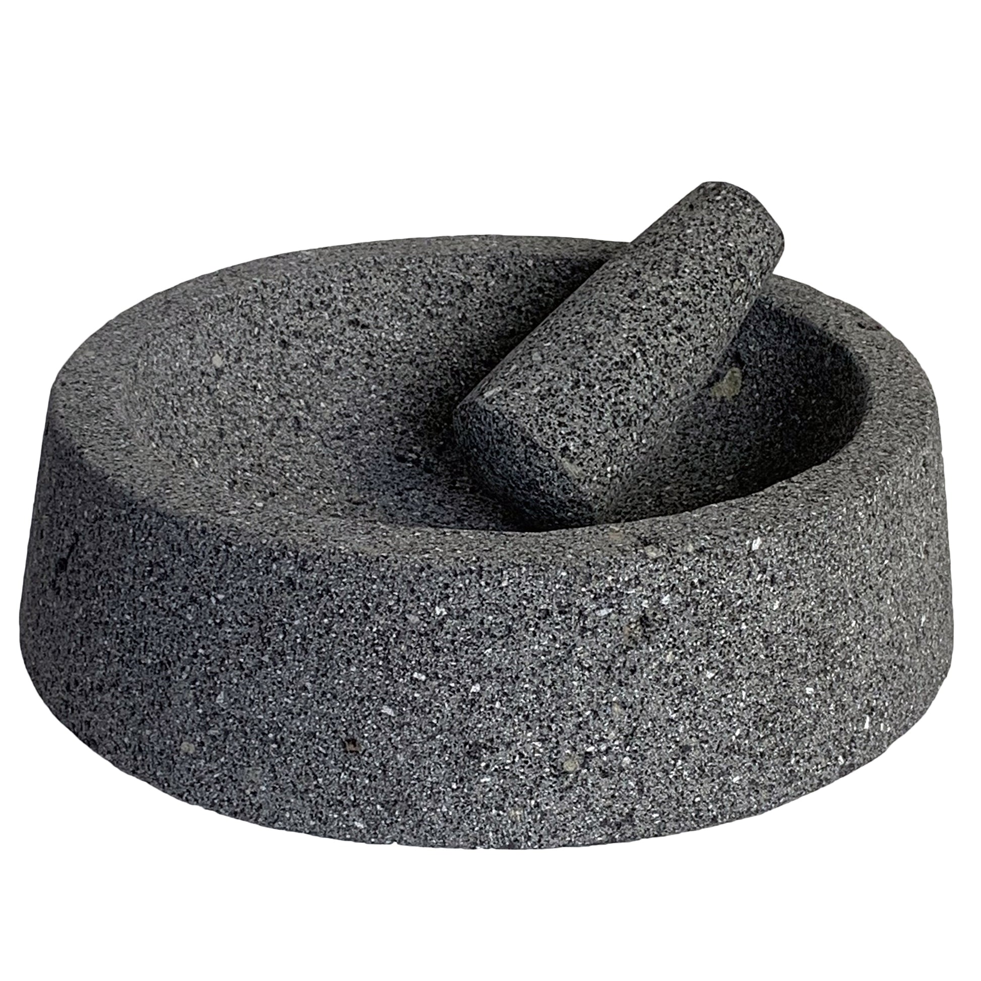 Large (11-12) Mexican Molcajete Hand-Carved from 100% Volcanic Stone Angular Base