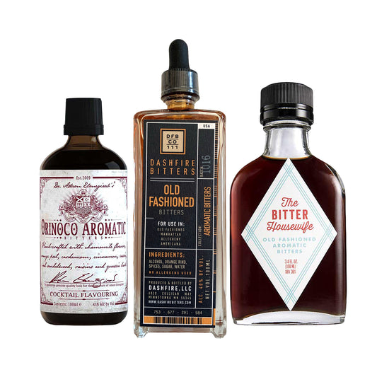 Set de regalo de amargos aromáticos - Paquete variado de 3 - The Bitter Housewife, Dashfire Bitters + Dr. Adam Elmegirab's Orinoco Bitters