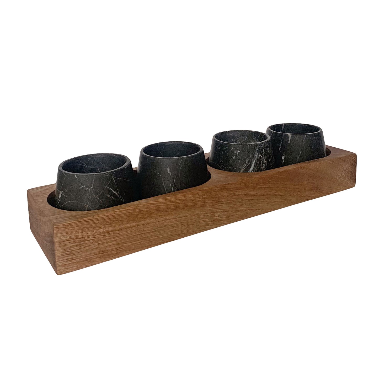 Copitas de Mezcal de Mármol con Base de Madera | Juego de vasos de chupito de piedra | Bandeja Shot Flight - Hecha a mano en México (Disponible con copas de mármol negro, gris o beige)