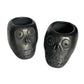 Vasos de chupito con calavera de arcilla negra fabricados en México, capacidad de 3 oz (juego de 2)