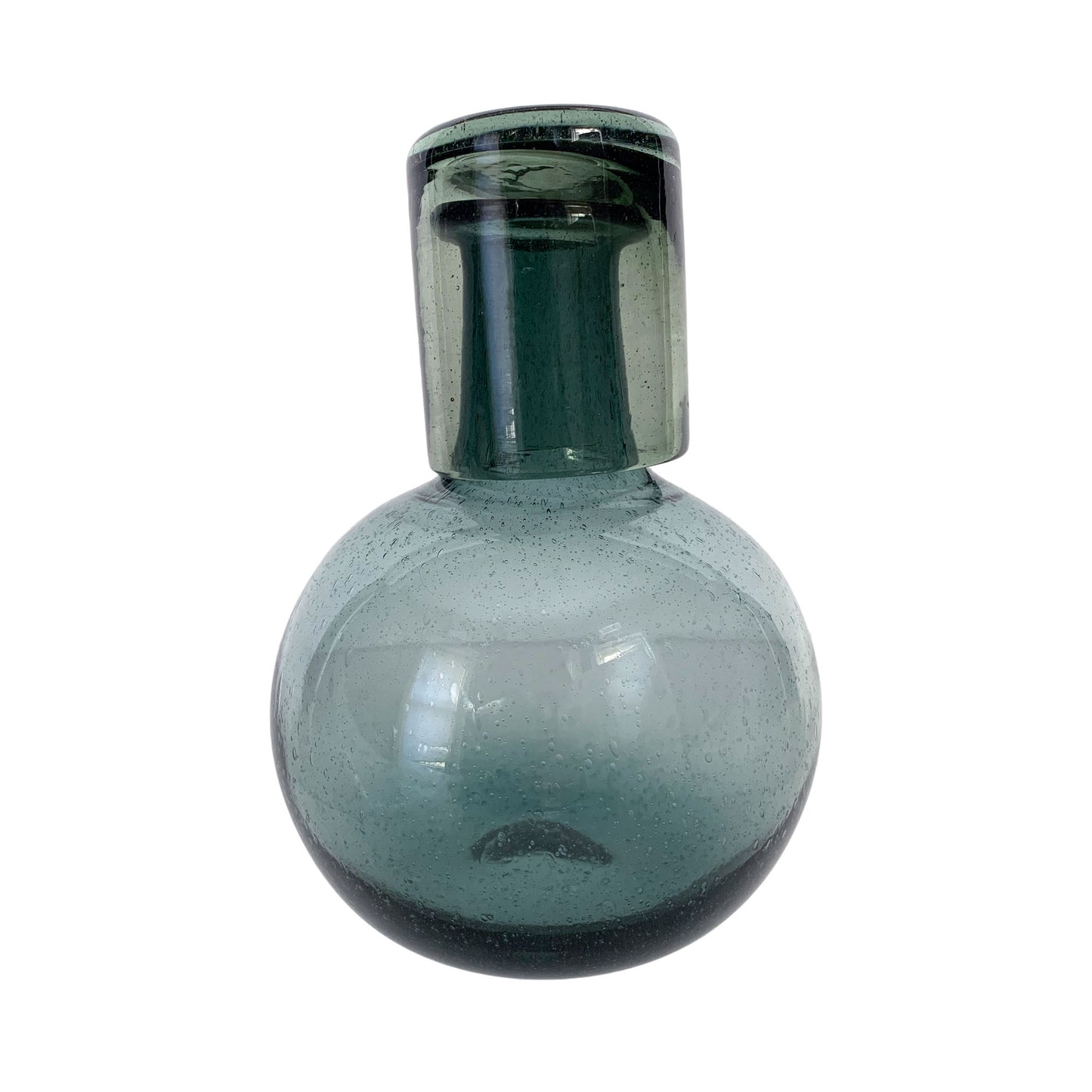 Hand Blown Round Bedside Water Carafe- Made in Mexico - Holds 750ml (25oz)